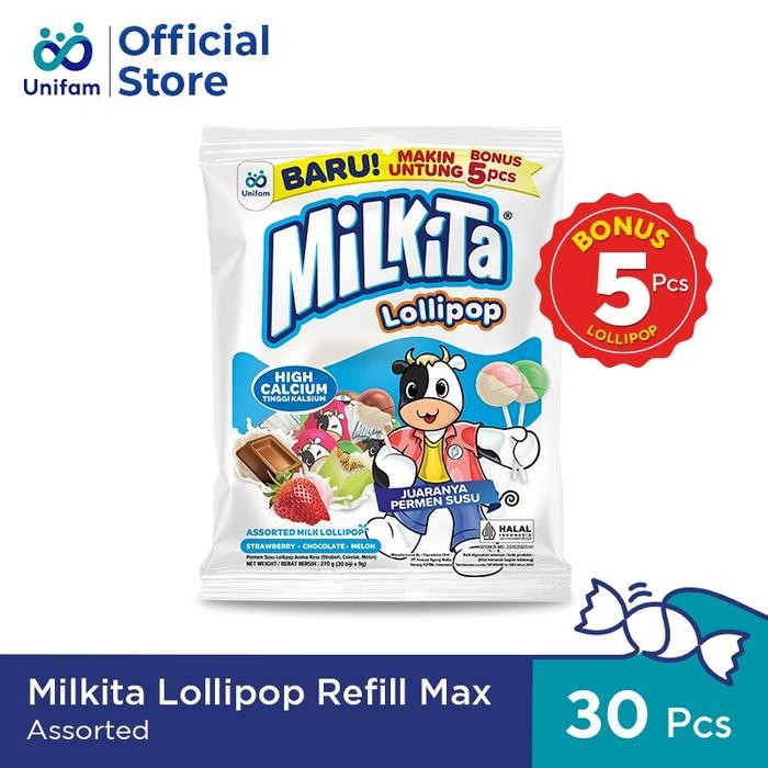 

PastikanTerjaminMutunya- Milkita Lollipop Max Refill 40pcs - Permen Susu Lolipop (CSM)