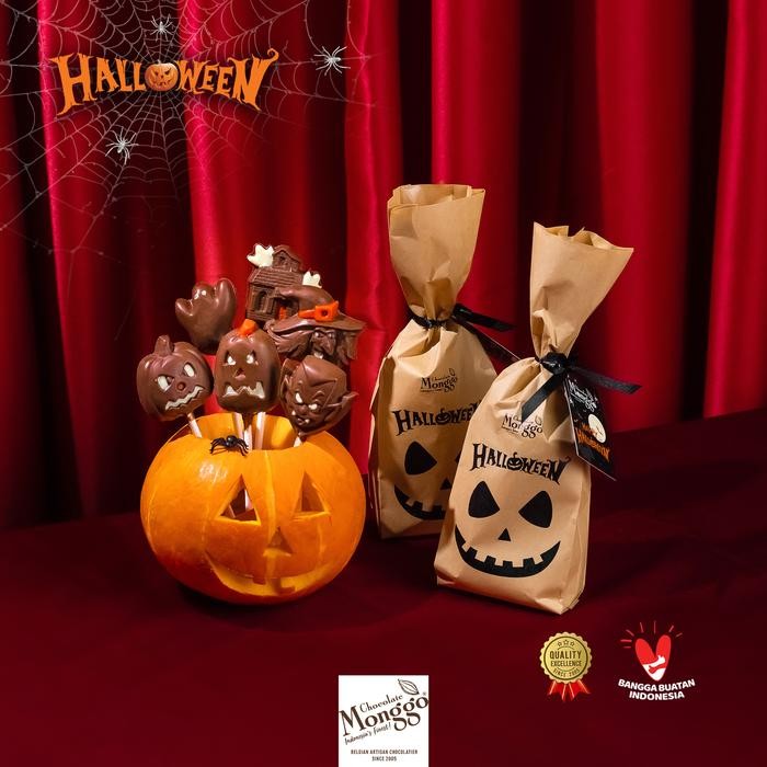 

PastikanTerjaminMutunya- Chocolate Monggo Halloween Chocolate Lollipop 4 Pcs Hadiah Anak