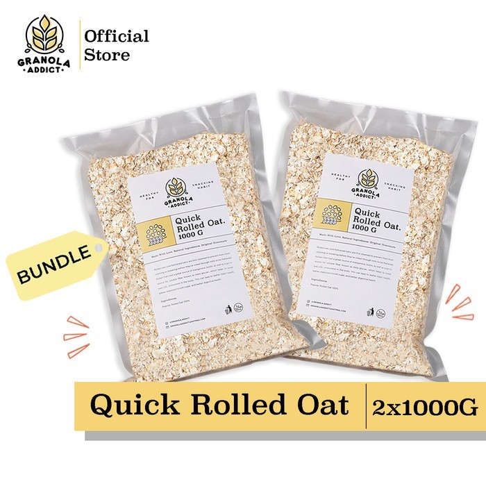 

PastikanTerjaminMutunya- Granola Addict - PAKET ISI 2 QUICK / INSTANT Rolled Oat 1KG