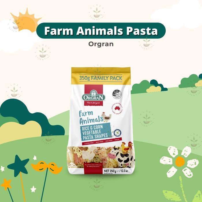 

SemuAReadyYaB0Zq- Orgran Farm Animals Rice Corn Vegetable Pasta Kids 350 gram - Cemilan Anak -
