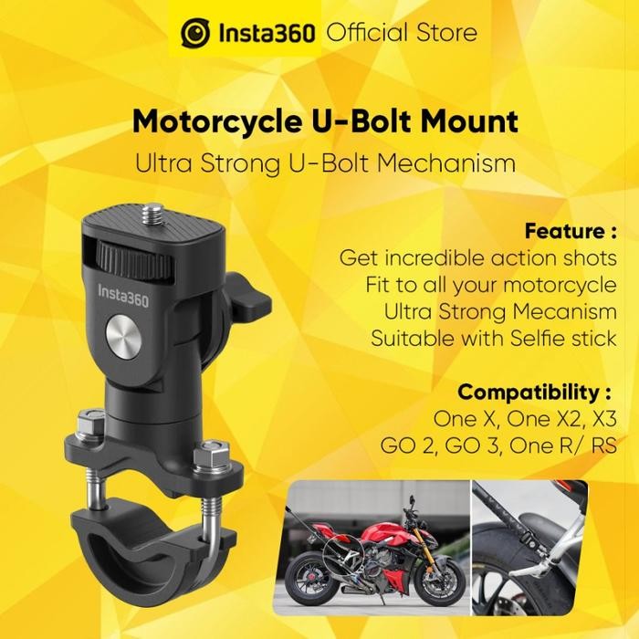 Klik- Insta360 Motorcycle U-Bolt Mount Aksesoris Motovlog Universal Camera