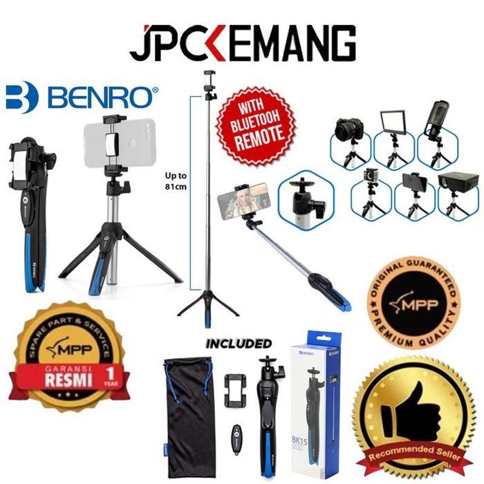 Camora- Benro Bk15 Tripod And Selfie Stick For Smartphone Garansi Resmi