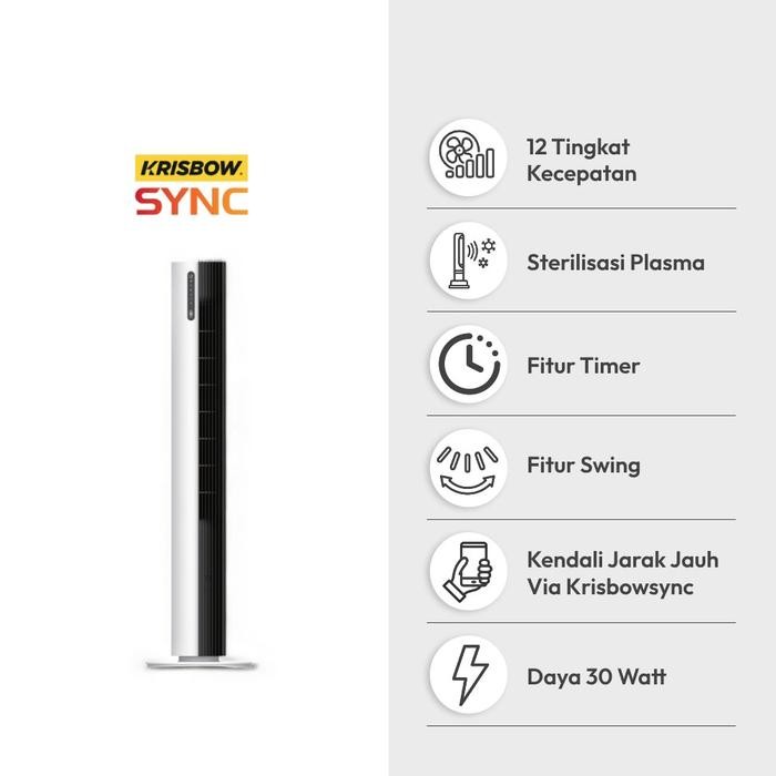 Krisbow Sync Smart Kipas Angin Berdiri Wifi Dc Motor - Putih/Hitam Promo