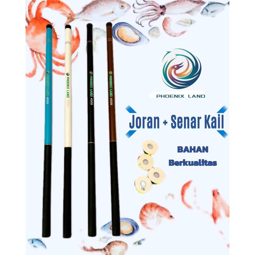 merek terkenal phoenix land joran tegek pancing murah joran tegek pancing set lengkap senar dan kail