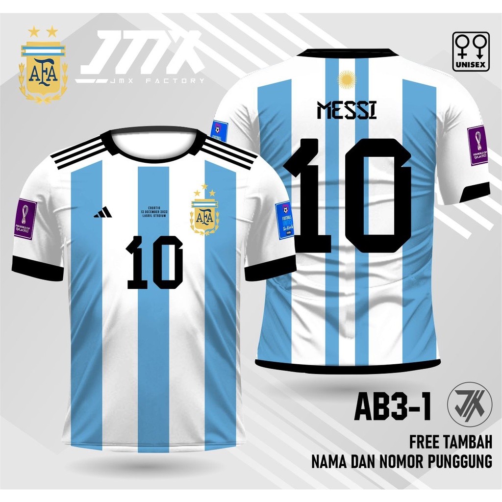 Sport Sistem Jersey Argentina Jersey Messi Piala Dunia 2022 Bintang 3