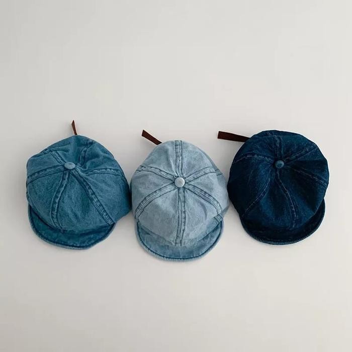 Brownieground 1-3 Tahun Ready Topi Polos Denim Anak Dan Bayi Laki-Laki Import Premium Tp-5012
