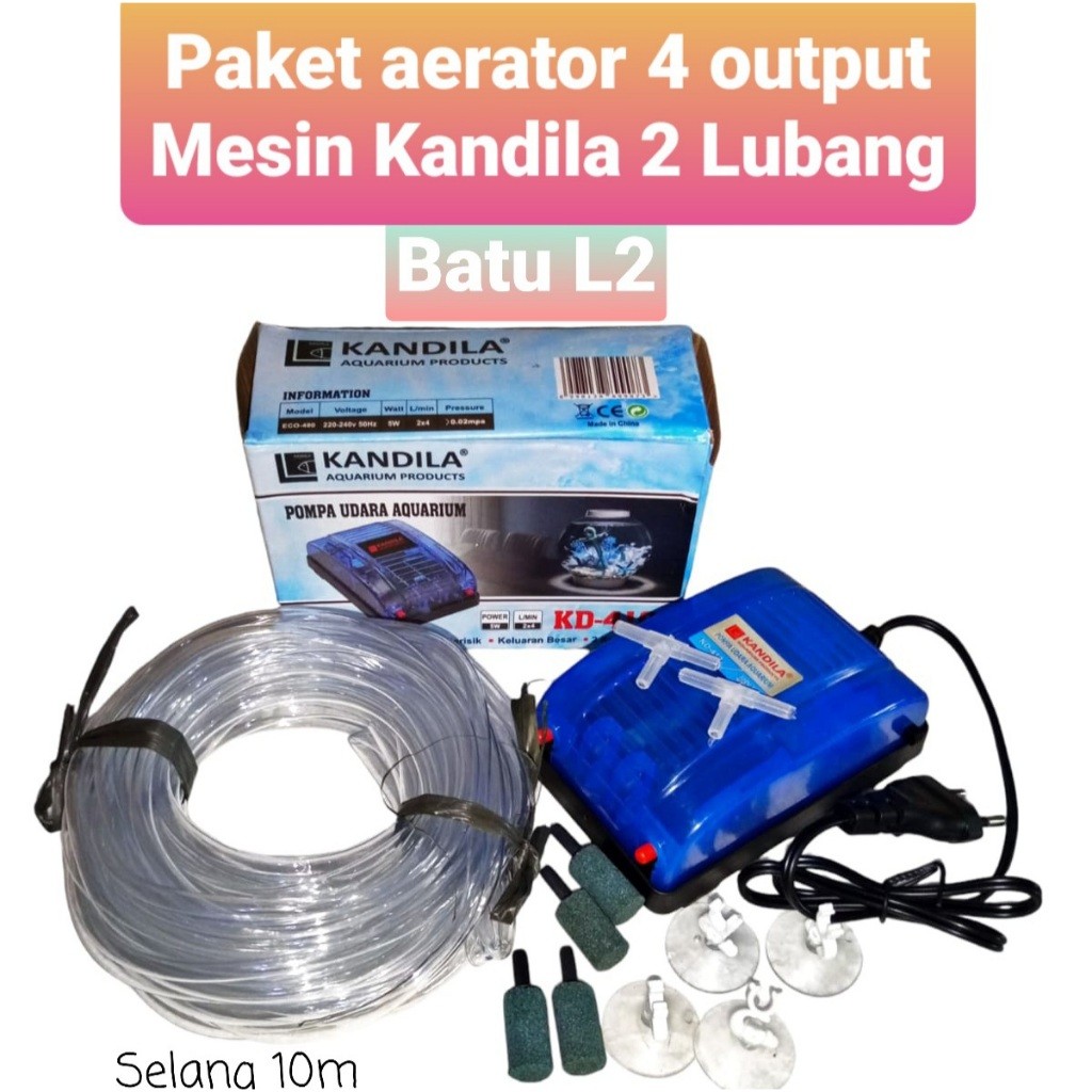 NAJMASELLER - Paket aerator 4 Output Murah selang 10m. Mesin aerator 2 Lubang.