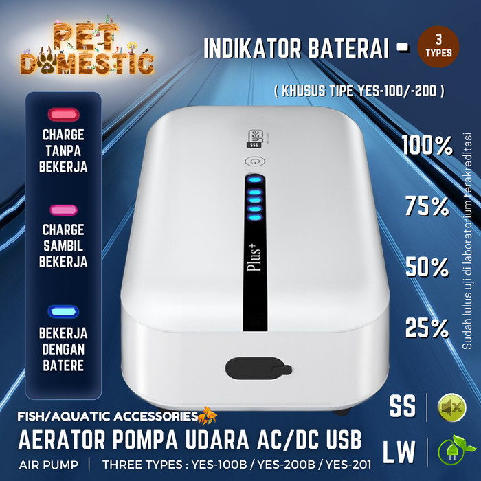 rium Silent Aerator Air Pump Ac Dc Usb Mancing Pompa Gelembung Udara Baterai Cas tor