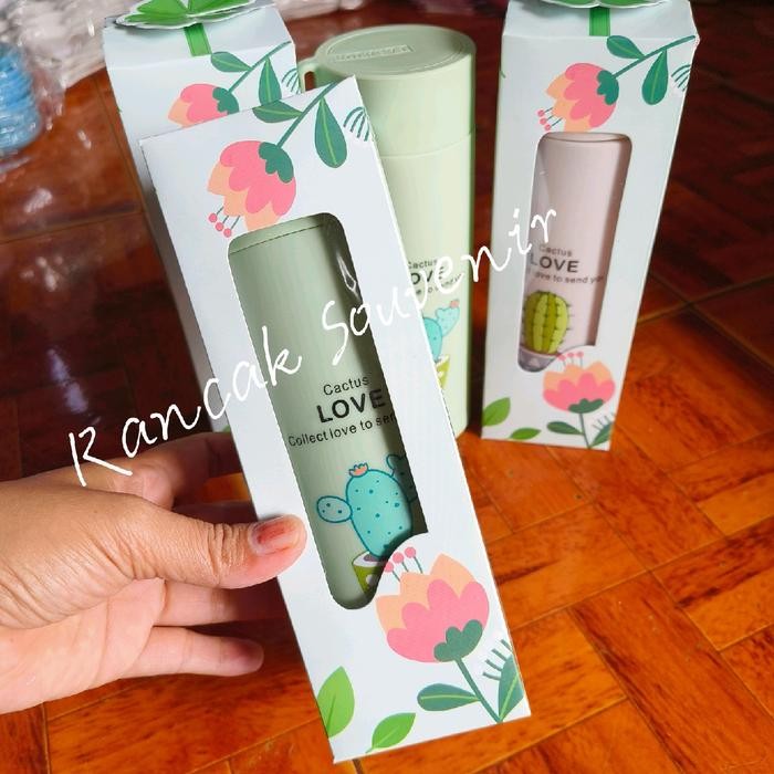 ID ISI 10 PCS SOUVENIR BOTOL MINUM KACA MOTIF KAKTUS 450ML KEMAS BOX SOUVENIR PERNIKAHAN KHITANAN