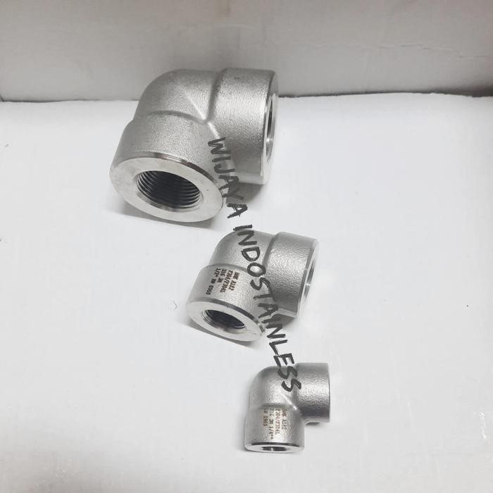 Promo Elbow Stainless Ss304 Class 3000 Npt 1/2" Inch - Knee Ss 304 #3000