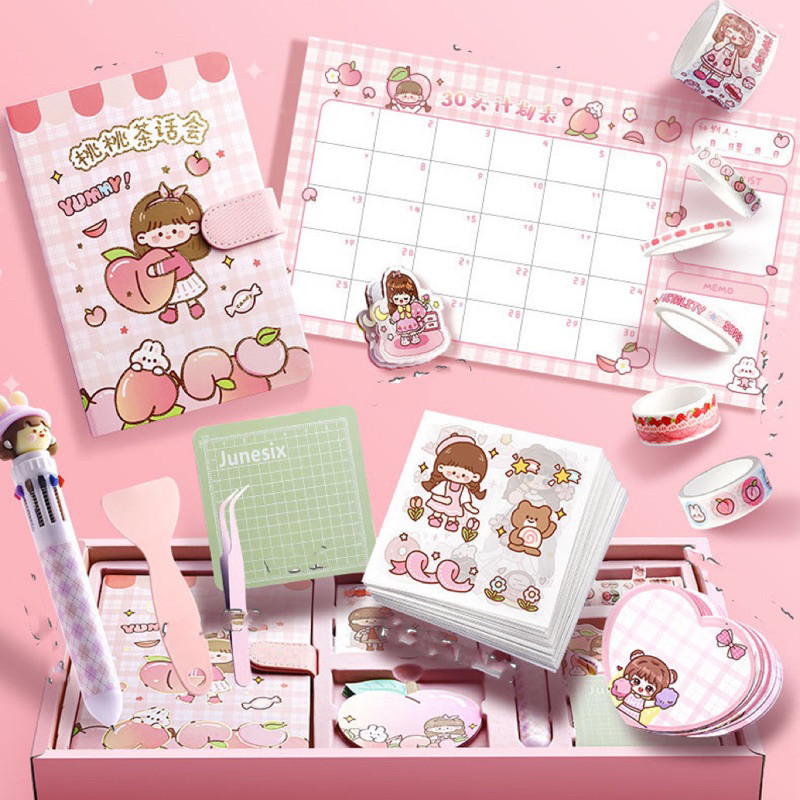 

cute diary set djournal book buku jurnal anak dengan diy sticker hadiah tahun baru