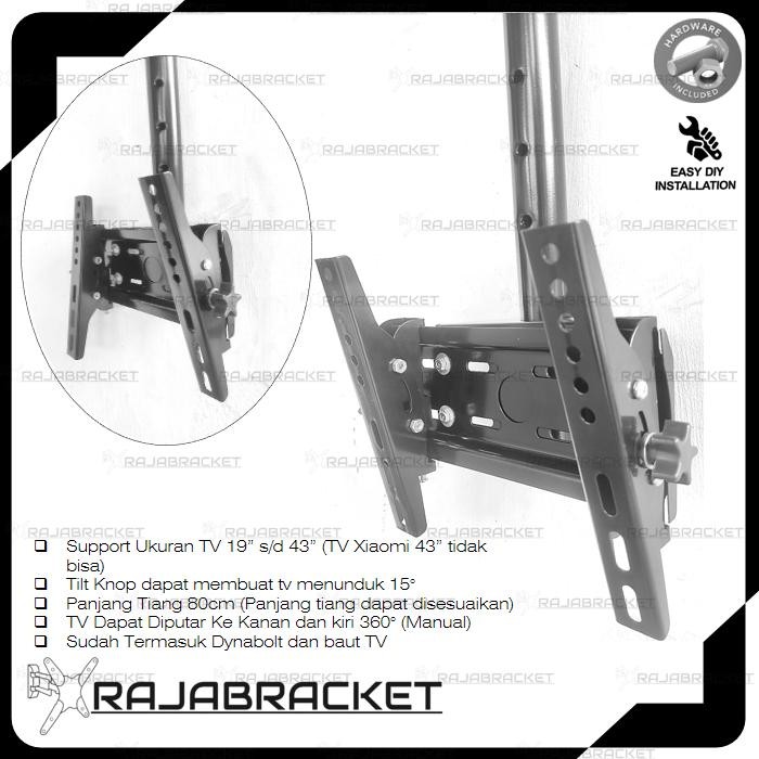 TERLARIS Bracket Braket Breket TV 19 24 32 43 49 50 55 inch, Bracket Ceiling/Gantung 55 50 49 43 42