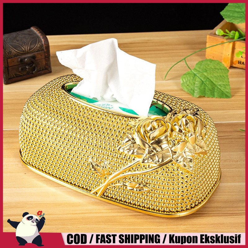 Kotak Tisu Emas / Kotak Tisu Gaya Eropa Kotak Tisu Emas Kotak Tisu Ornamen Penyimpanan