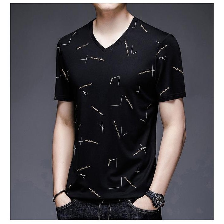 Modo- Baju Kaos Pria V-Neck Classy Lengan Pendek