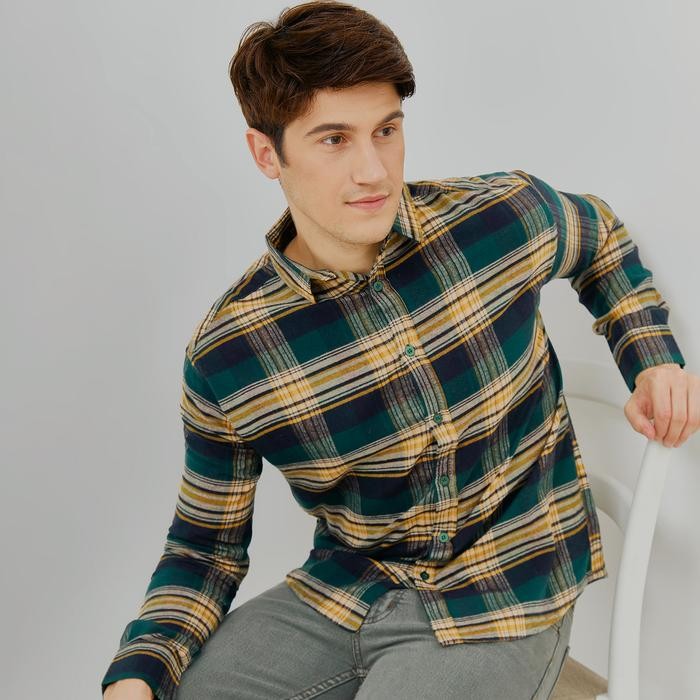 Modo- Paulmay Kemeja Flanel Pria Lengan Panjang Hijau 6712 Fit