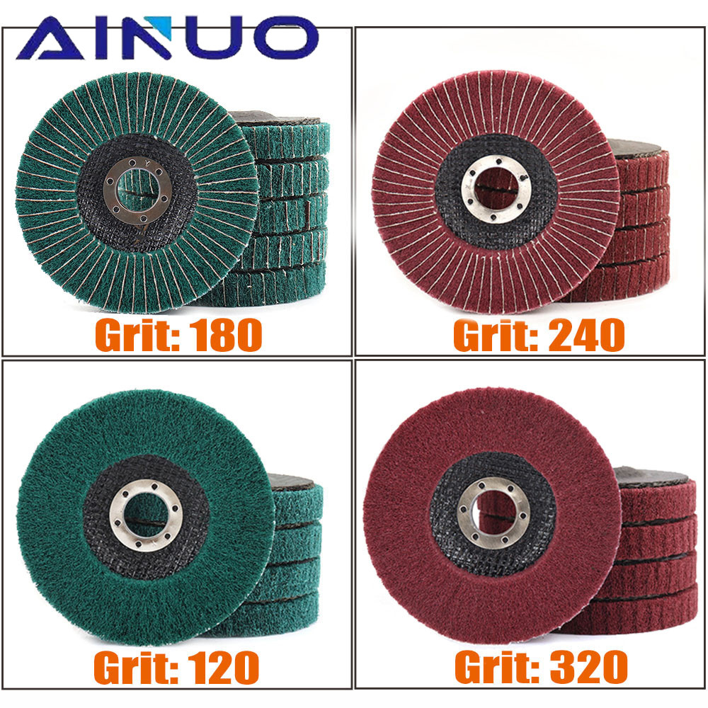 125mm Nylon Fiber Flap Polishing Wheel 5" Abrasive Disc 120/180 Grit  Angle Grinder For Wood Metal B