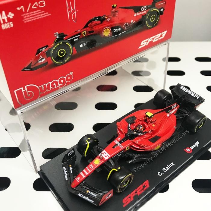 Diecast Bburago 1/43 Ferrari Sf23 - 2023 Formula 1 With Akrilik Box #Gratisongkir