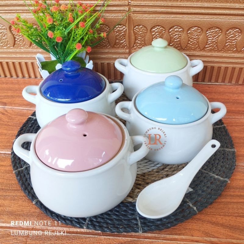 Bombardilomedis [] Mangkok Keramik Plus Tutup / Ceriche Mangkok Soup Keramik Tutup / Mangkok Mpasi