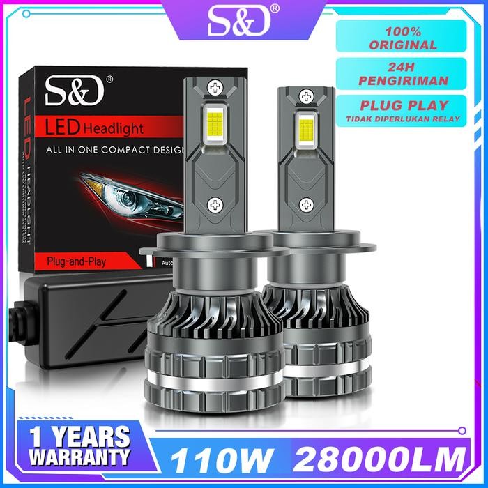 S&D 2Pcs 110W 28000Lm Mobil Lampu Depan Led Car Headlight H4 H1 H3 H7 H11 H16 9005 Hb3 9006 Hb4 9012