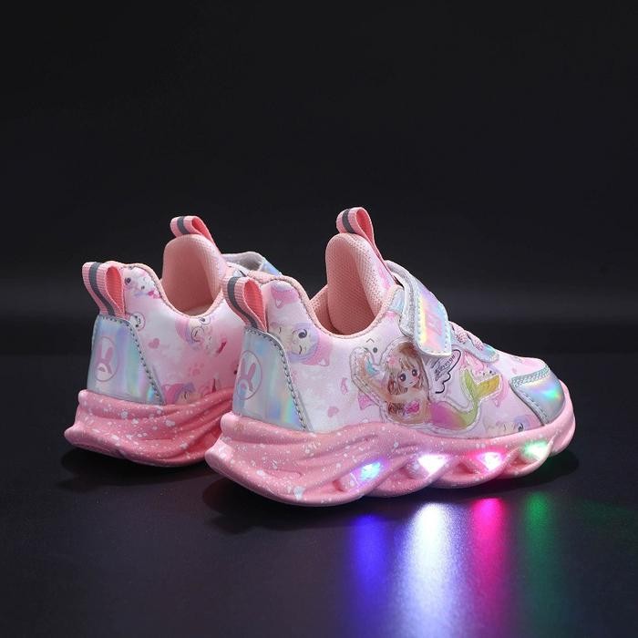 AXELINE - Sepatu Sneakers Anak Perempuan Mermaid LED 21-30 Sepatu Anak Laki Laki Sepatu Anak
