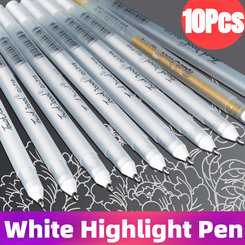 

5/10Pcs Gelly Roll Gel Pens White Ink Drawing Highlight Marker Pen Sketch Bright Art Pens Painting