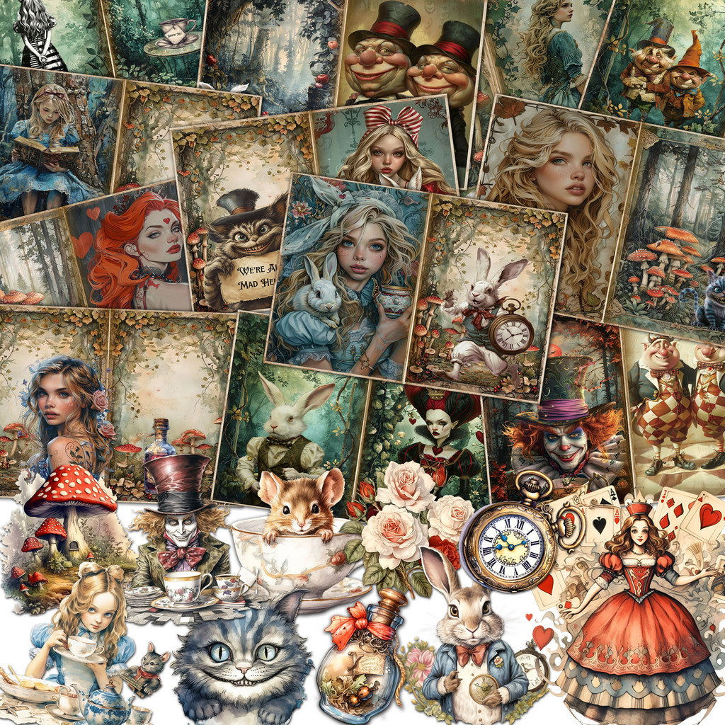 

Jaiiman54Pieces Girl Wonderland Diy Decoration Junk Journal Kits,For Arts Crafts,Holiday