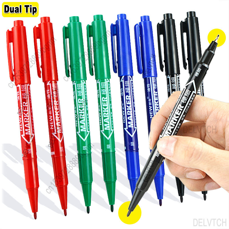 

4/8Pcs Dual Tip Waterproof Oil Ink Permanent Paint Art Marker Fineliner Pen 0.5Mm 1.0Mm Office