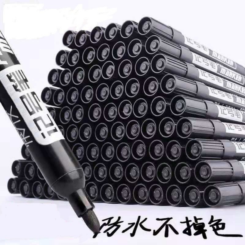 

10Pcs Permanent Markers, Black Red & Blue Ink, Stationery, Writing Pens For Tire Fabric, Wood,