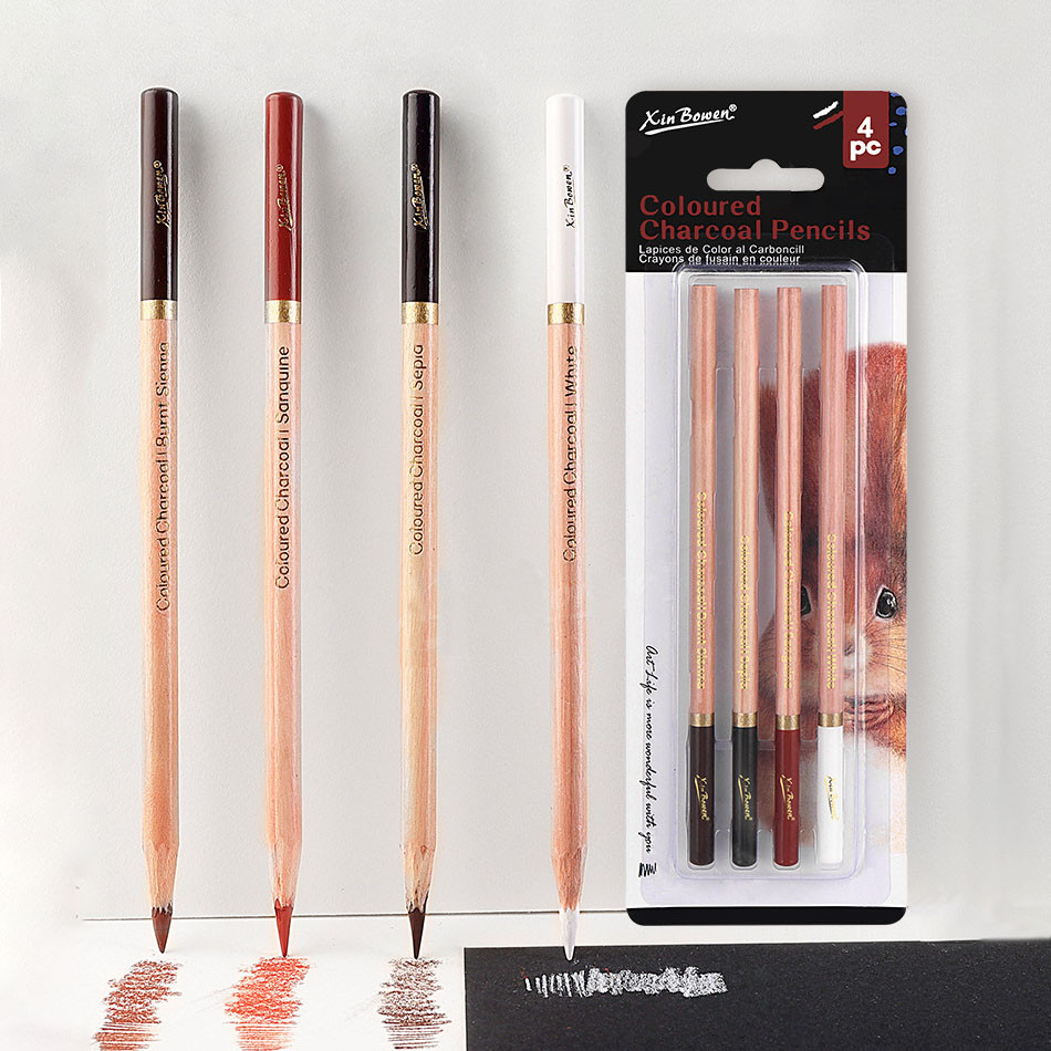 

4Pcs Professional Sketch Colored Charcoal Pencils Set Sketch Highlight Pencils For Drawing,