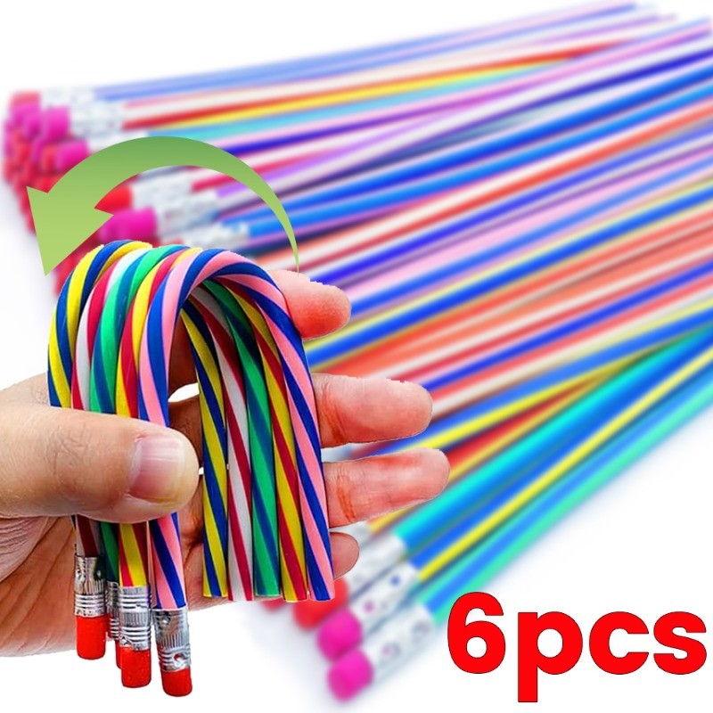 

Magic Bendy Flexible Soft Pencil With Eraser Colorful Creative Novelty Bend Pencils For Kids