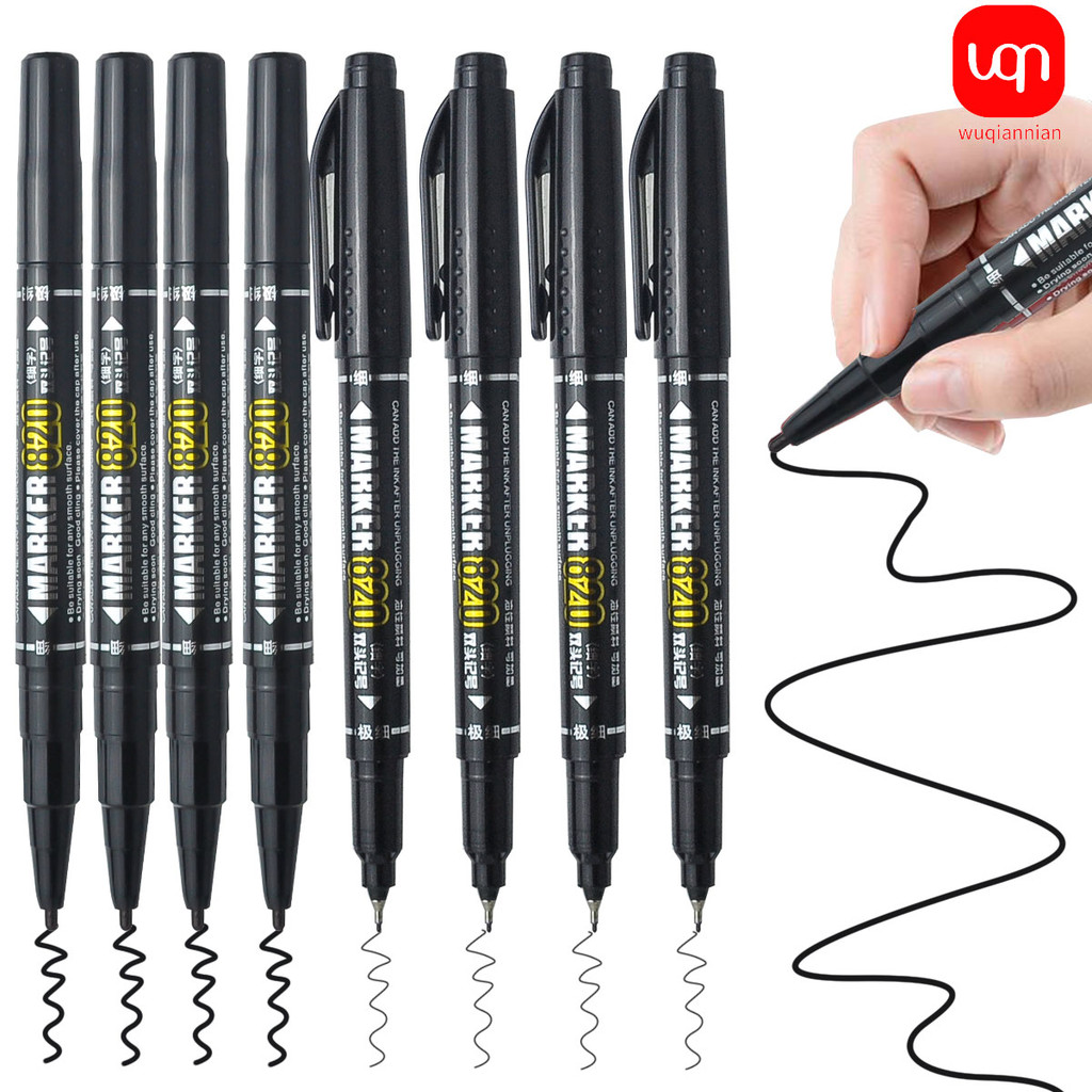 

5/1Pcs/Set Double Tip Permanent Artmarker Pen Fine Tip Waterproof Oily Black/Red/Blue Ink Sketchbook