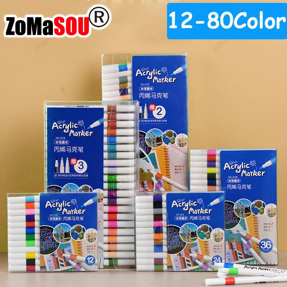 

12-60 Top Colors Acrylic Paint Marker Pen Graffiti For Card Ceramic Stone Mug Glass Fabric Clothes