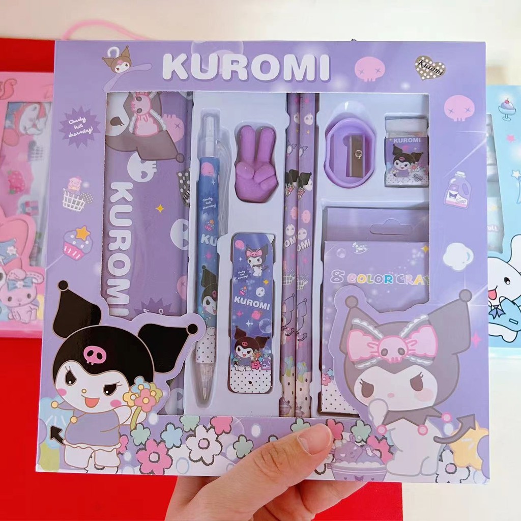 

Sanrio Stationery Set Kuromi Mechanical Pencil Crayon Stationery Gift Box Suit Student Learning
