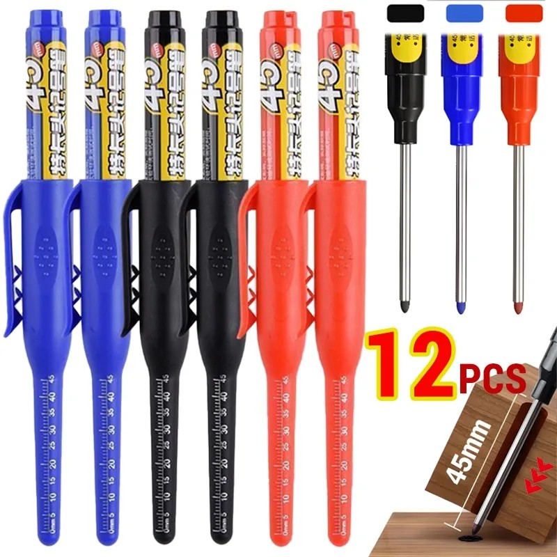 

1-12Pcs 45Mm Deep Hole Long Nib Head Markers For Metal Perforating Pen Waterproof Bathroom