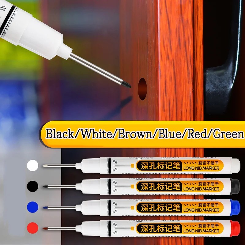 

5Pcs/Set 20Mm Deep Hole Long Nib Head Markers For Metal Perforating Pen Waterproof Bathroom