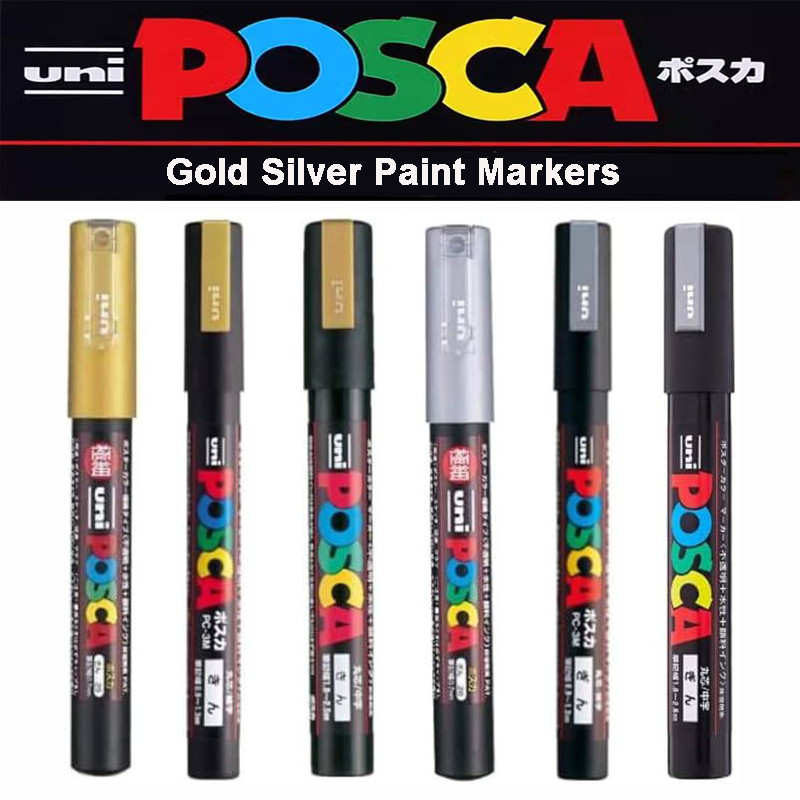 

Japanese Stationery Color Markers, Caneta Posca Gold/Silver Acrylic Paint Pens, Colorist Children
