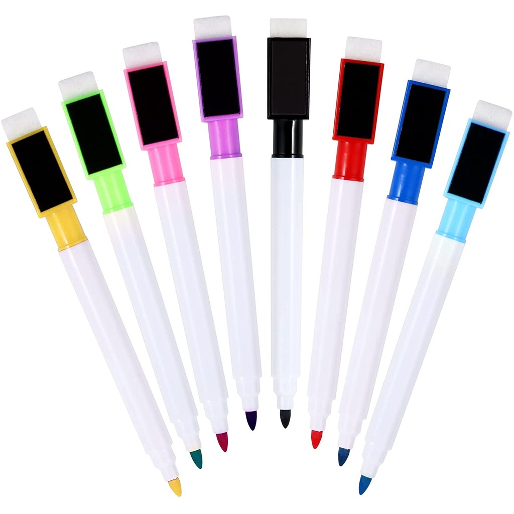 

6Pcs Whiteboard Marker With Eraser Cap Colorful Fine Tip Magnetic Dry Erase Pen For School Office