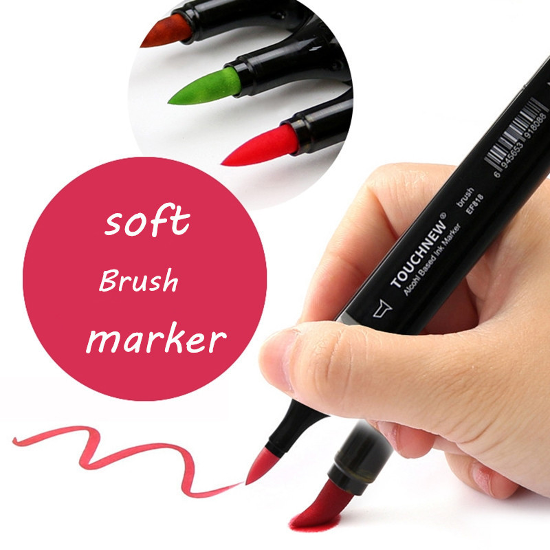 

Touchnew 1Pcs Art Markers Pen Set Sketch Soft Brush Alcohol Ink Brush Dual Tips Professional Drawing