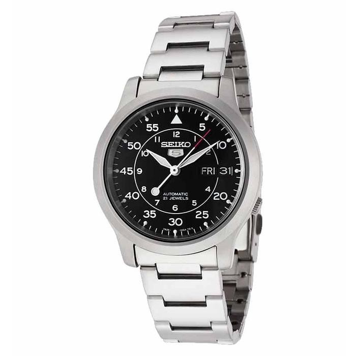 Zylo- Jam Tangan Uniex - Seiko 5 Snk809K1 Automatic Silver Black New