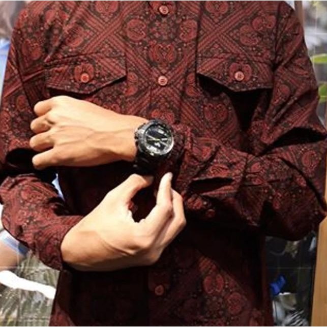 Gentra- Baju Kemeja Panjang Batik Eiger H401 Peasley 1989 Red