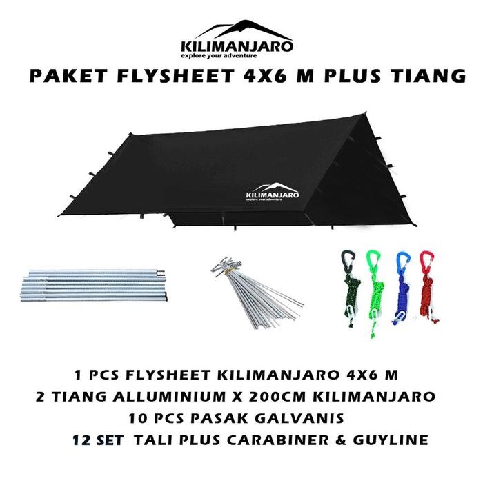 Paket Flysheet 4x6 M Plus Tiang Flysheet Kilimanjaro - Plus Pasak Tali
