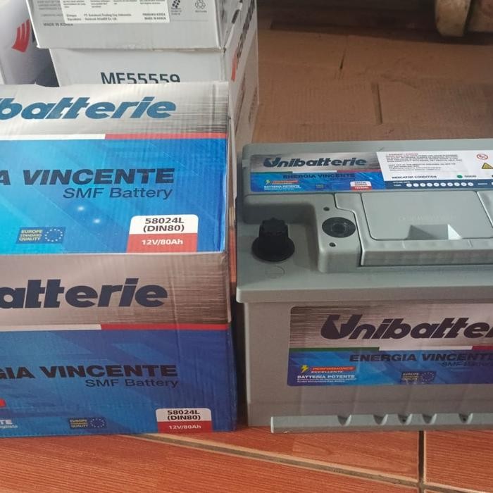 BEBAS ONGKIR - Aki Accu Mobil Unibat Unibatterie Kering MF 58024 DIN 80 ah 80Ah din80