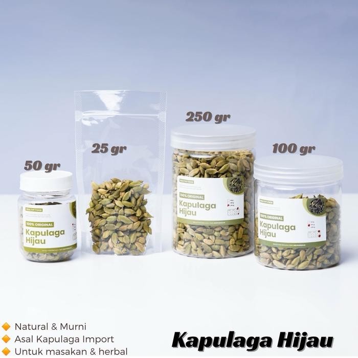 

New KAPULAGA HIJAU Biji Kapol Kapul Green Cardamom India Kapolaga Rempah Herbal cardamon import arab