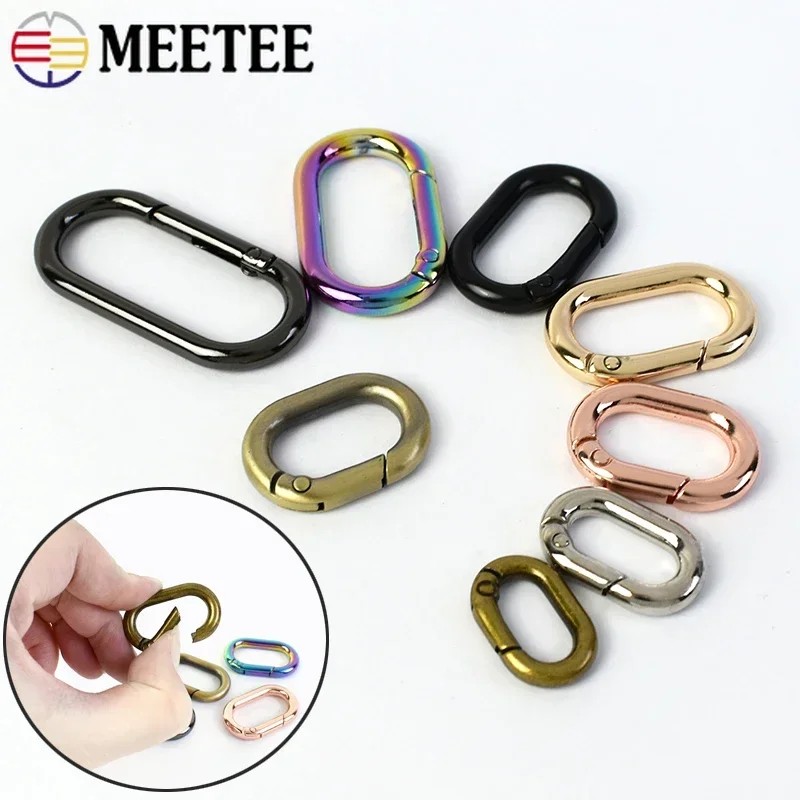 

5/10Pcs O Ring Carabiner Clips 13-25Mm Oval Spring Openable Metal Buckle Bag Strap Snap Rings Hook