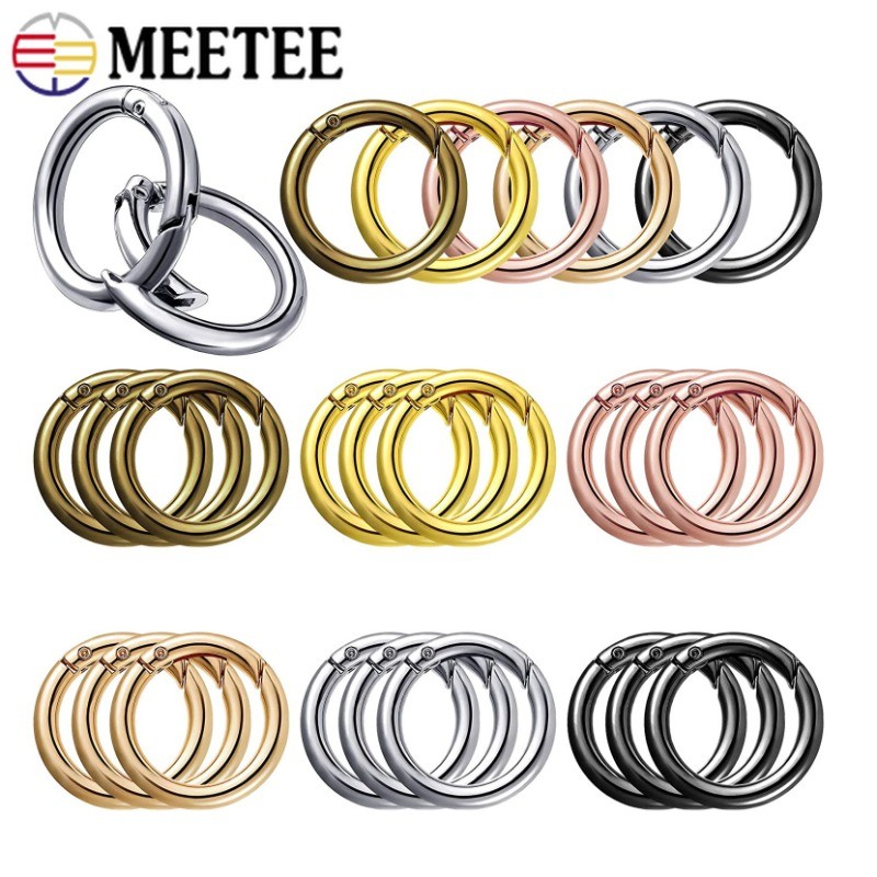 

10Pcs 10-50Mm Metal O Ring Spring Clasps Openable Round Carabiner Snap Hook Keychain Bag Clips Diy