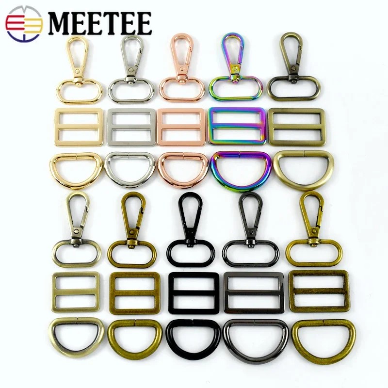 

2/3Sets 16-38Mm Metal Buckle For Handbag Lobster Clasp Tri Glide Slider D Ring Adjuster Buckles Bag