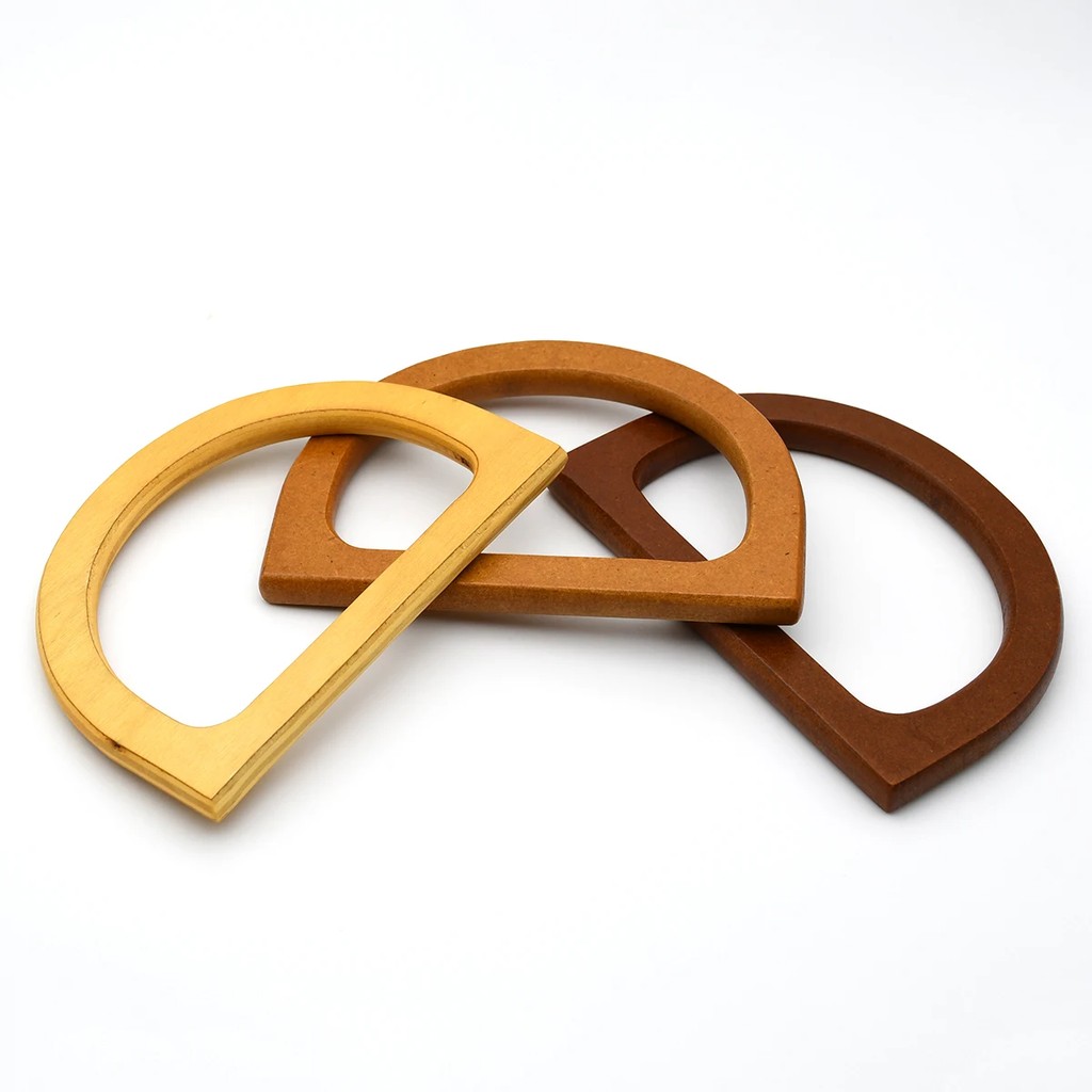 

1Piece Bag Handle Handbag Purse Frame Wooden D Ring Shape Replacement Diy Making Bag Parts