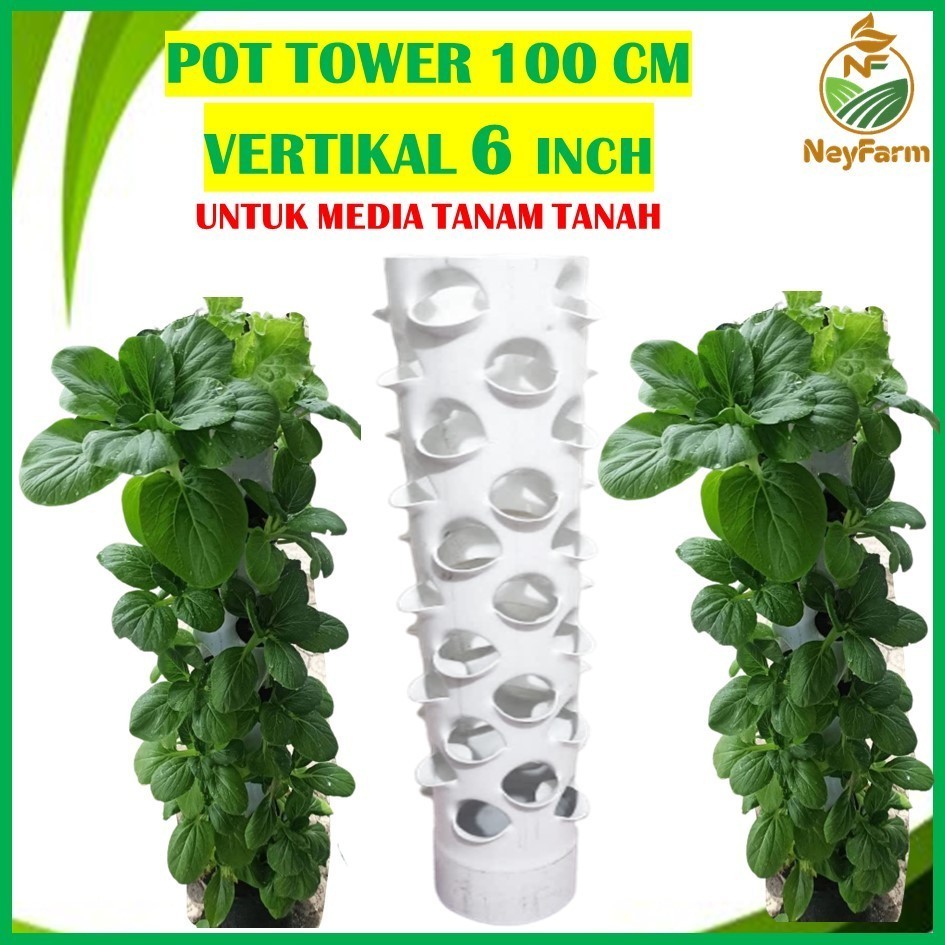 GROWING TOWER POT TOWER VERTIKULTUR VERTIKAL GARDEN PARALON 1 METER 6 INCH - VERTIKAL GARDEN