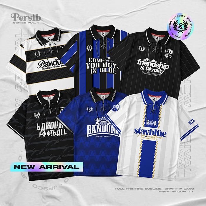 Jersey Bobotoh Persib Bandung Casual Bivb Model Vintage Retro Bobotoh Persib Blue Sport Terbaru