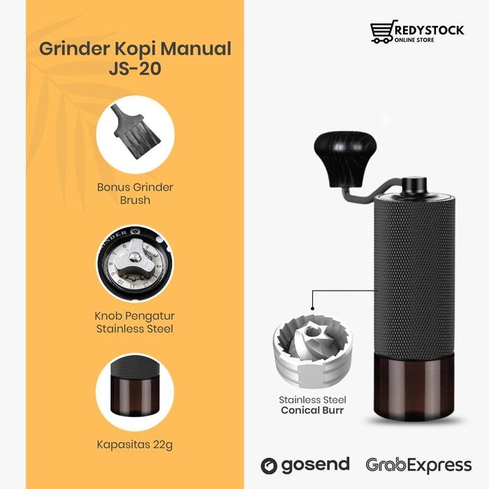 Hand coffee grinder kopi manual stainless steel conical burr JS-20